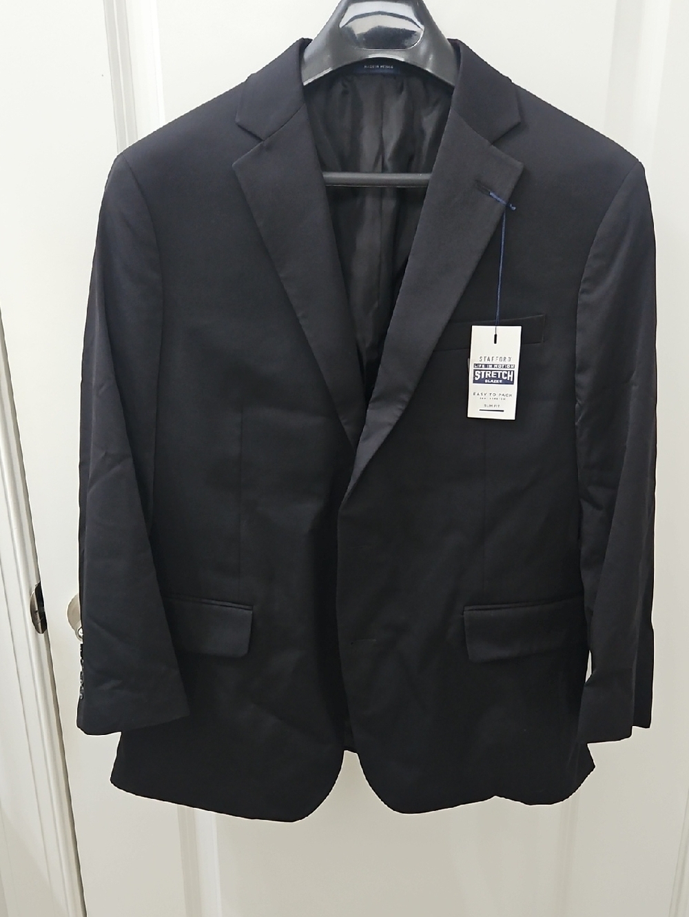Stafford Black Stretch Blazer - Tailored Notch Lapel